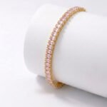 4 mm Pembe Zirkon Taşlı Ayarlanabilir Su Yolu Bileklik