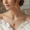 Kırmızı biber mineli kolye ve küpe seti